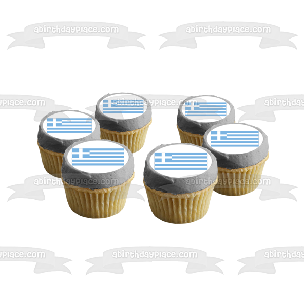Flag of Greece Blue White Stripes White Cross Edible Cake Topper Image ABPID13428