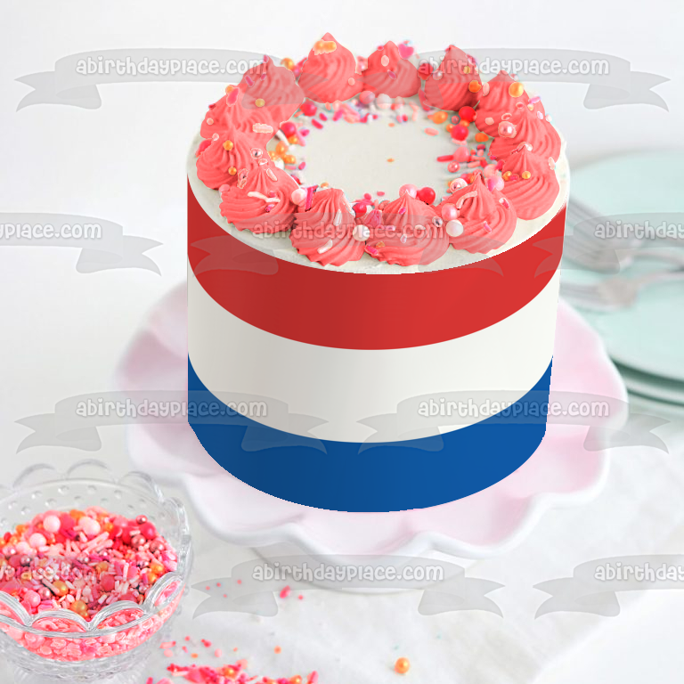 Flag of the Netherlands Red Blue White Stripes Edible Cake Topper Image ABPID13465