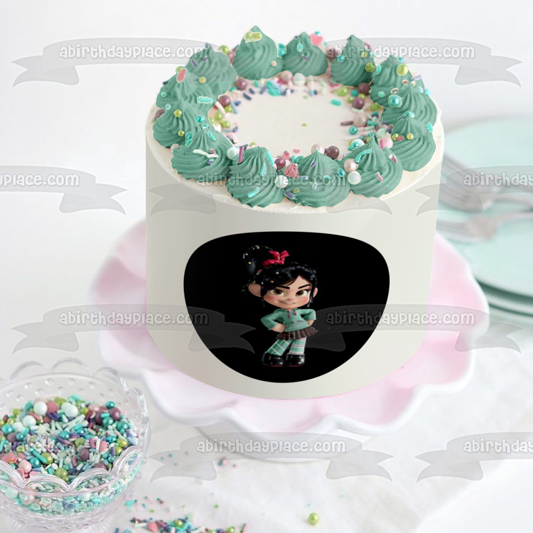 Disney Wreck It Ralph Vanellope Black Background Edible Cake Topper Image ABPID15251