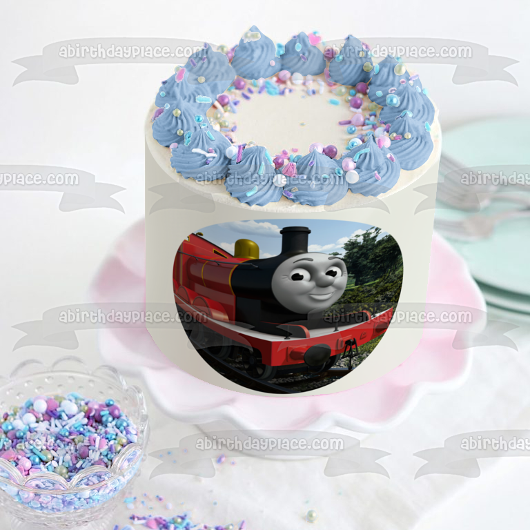 Thomas and Friends Busy Bee James Edible Cake Topper Image ABPID15262