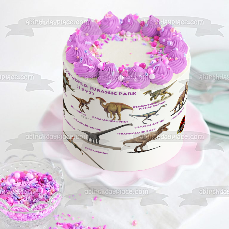 Dinosaurs The Lost World Jurassic Park Stegosaurus Gallimimus Triceratops Edible Cake Topper Image ABPID15362