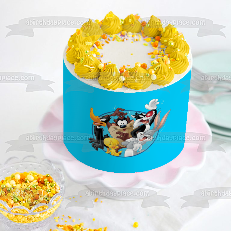Looney Tunes Demonio de Tazmania Pato Lucas Sylvester Tweety Bird Bugs Bunny Adorno comestible para tarta Imagen ABPID15404