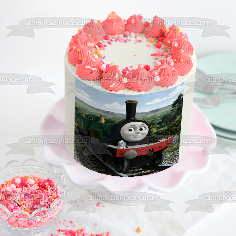 Thomas and Friends Emily Train Track Edible Cake Topper Image ABPID15461