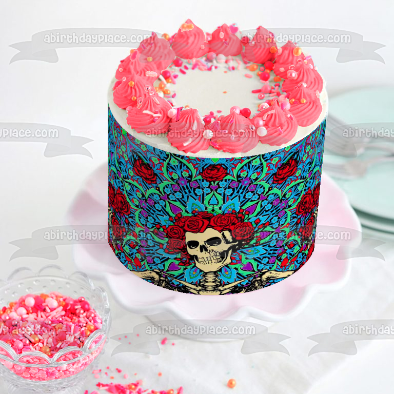 Day of the Dead Mexican Sugar Skull Edible Cake Topper Image ABPID20669