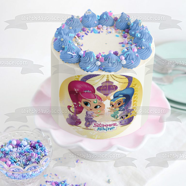 Adorno comestible para tarta con diseño de mono mascota Shimmer and Shine, imagen ABPID22027