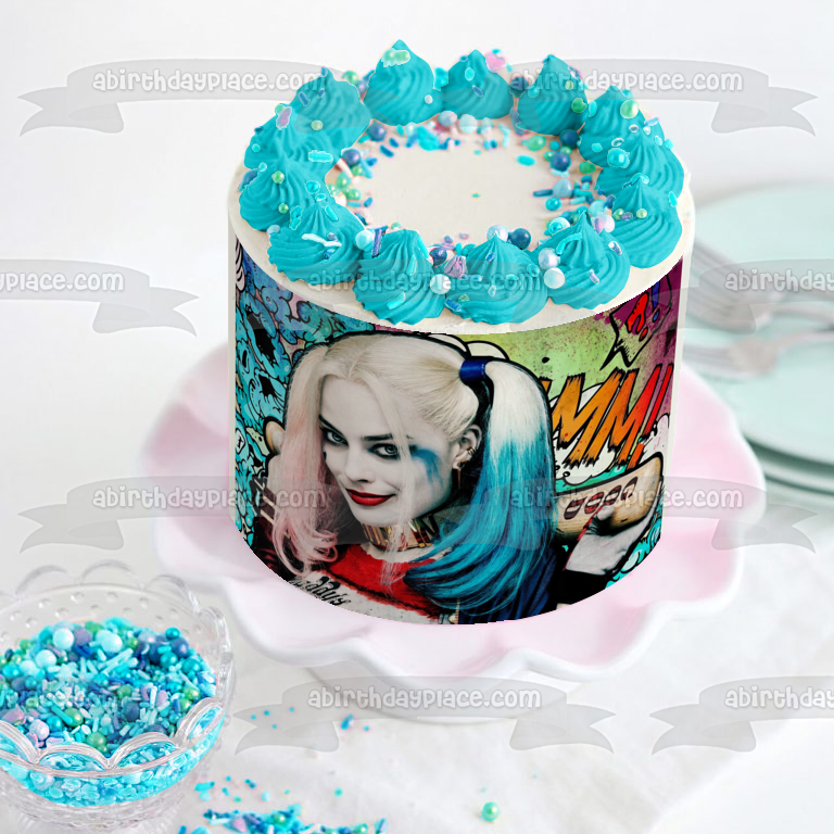 DC Comics Harley Quinn Fondo de graffiti Imagen comestible para decoración de tarta ABPID21848