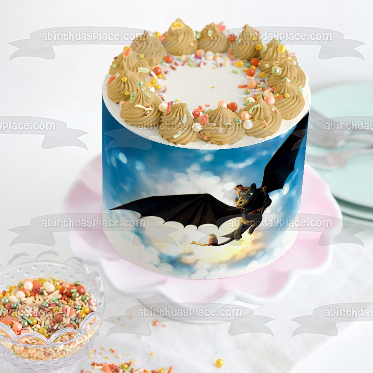 Cómo entrenar a tu dragón desdentado Hipo volando adorno comestible para tarta imagen ABPID22094