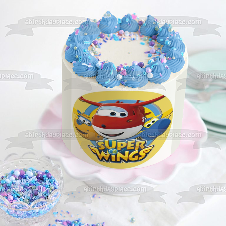 Super Wings Logo Jett Jerome Donnie Edible Cake Topper Image ABPID21870