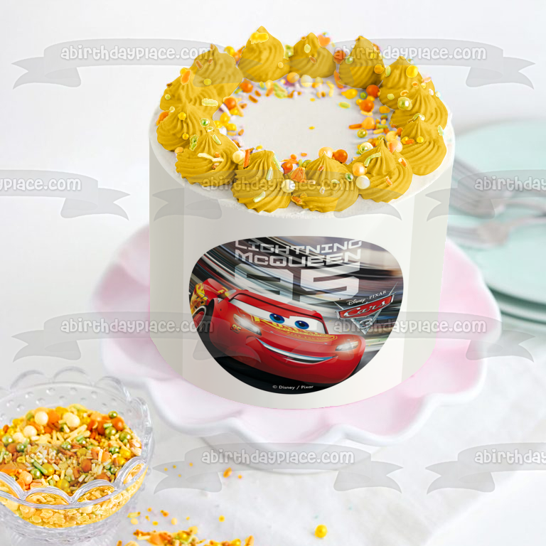 Adorno comestible para tarta de Disney Cars 3, Rayo McQueen Racing, imagen ABPID22109