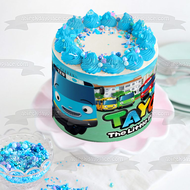 Tayo the Little Bus Logo Rogi Lani Gani Citu Edible Cake Topper Image ABPID22145