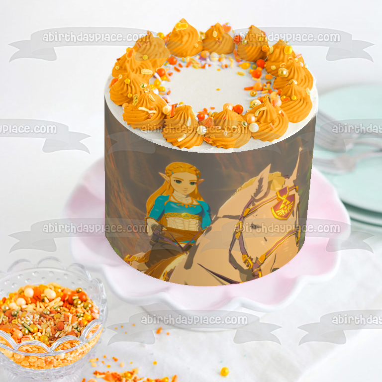 The Legend of Zelda Breath of the Wild Zelda Horse Storm Edible Cake Topper Image ABPID22360