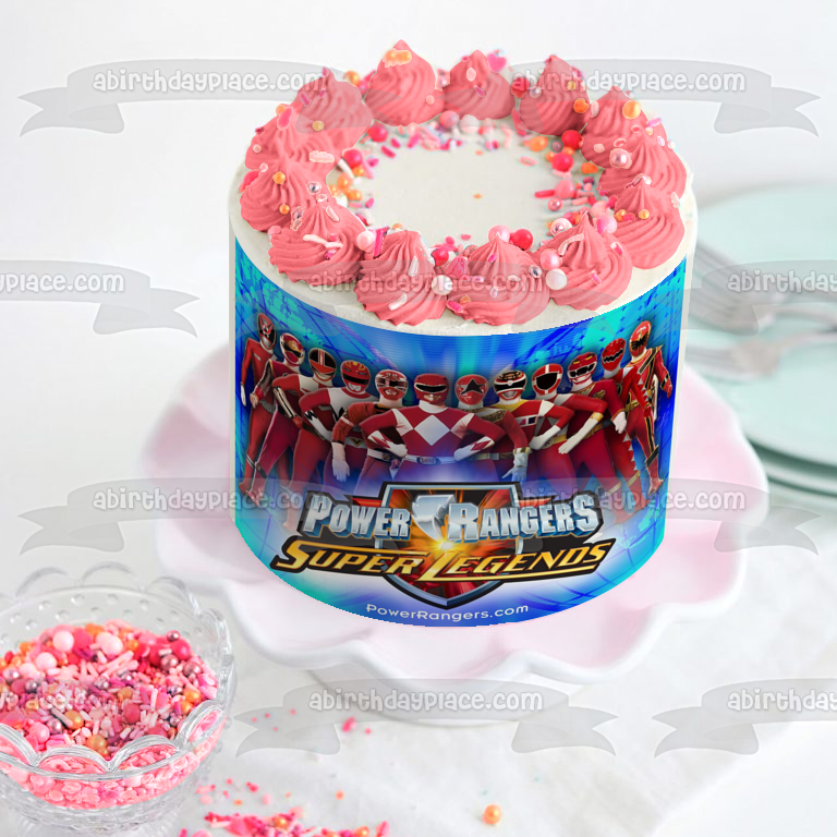 Mighty Morphin 2 Power Rangers Super League Edible Cake Topper Image ABPID25008