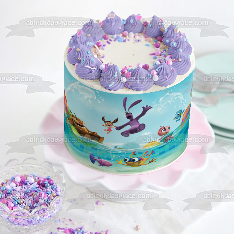 Kate y Mim Mim Lily Boomer Tack Gobbie nadando decoración comestible para tarta imagen ABPID25506
