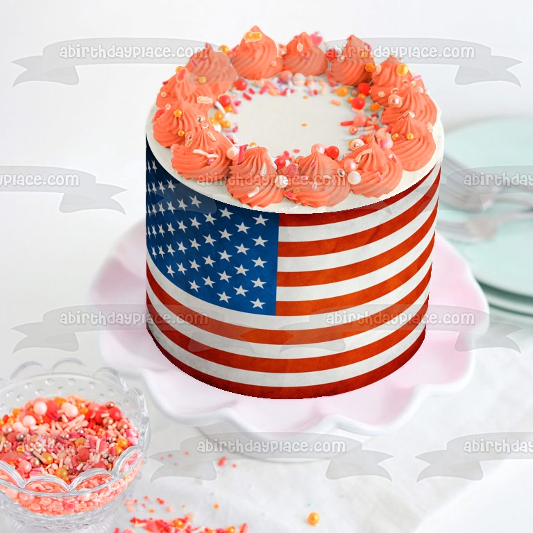 The American Flag Stars Stripes United States of America Edible Cake Topper Image ABPID25513