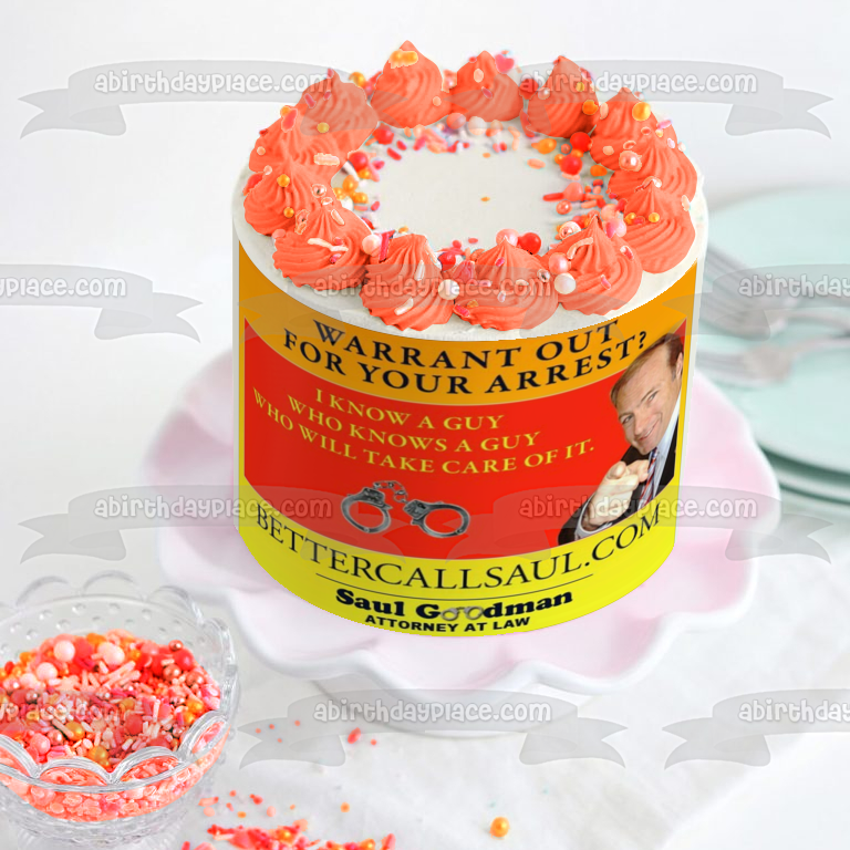 Better Call Saul Saul Goodman Attorney at Law Bill Board Edible Cake Topper Image ABPID27057