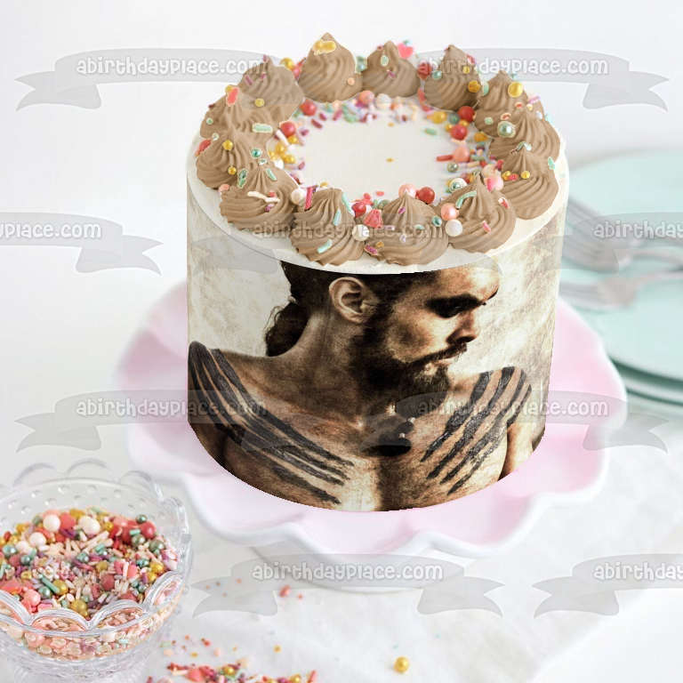Juego de Tronos Khal Drogo Cacique de Dothraki Khalasar Adorno comestible para tarta Imagen ABPID26943