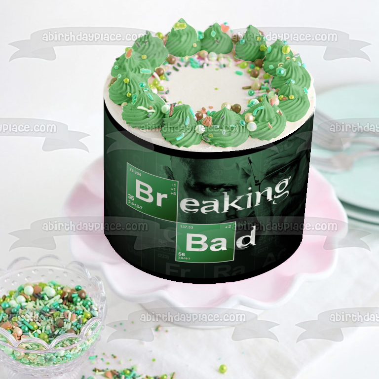 Breaking Bad Walter White Jesse Pinkman Fondo de tabla periódica Imagen comestible para decoración de tarta ABPID27070