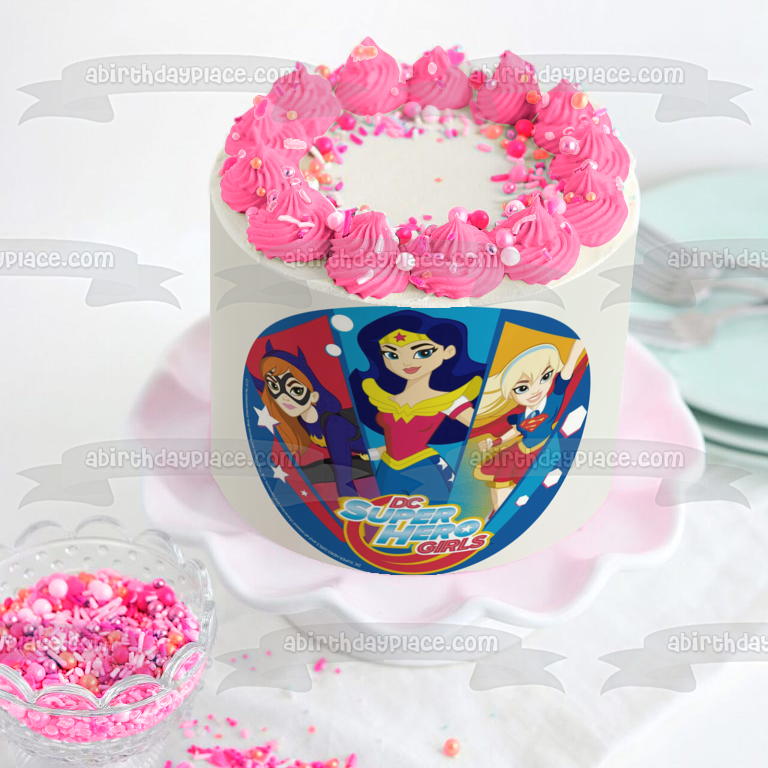 DC Comics Superhero Girls Bat Woman Wonder Woman Supergirl Edible Cake Topper Image ABPID27322