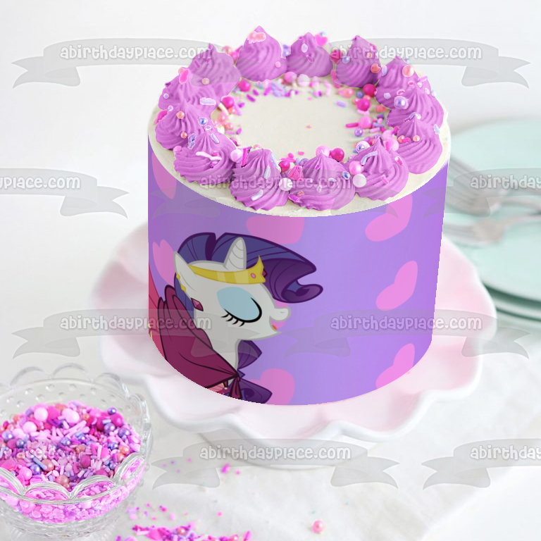 My Little Pony Equestria Girls Rarity Hearts Background Edible Cake Topper Image ABPID27330