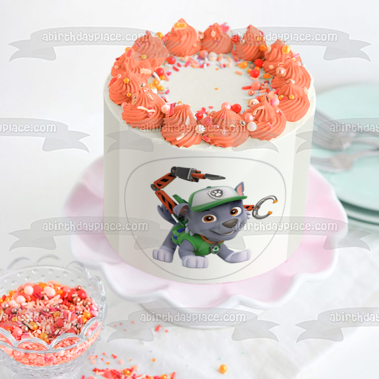Paw Patrol Rocky Backpack Tools Edible Cake Topper Image ABPID27497