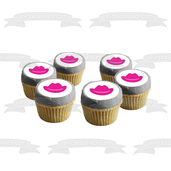 Pink Cowgirl Hat Edible Cake Topper Image ABPID27512