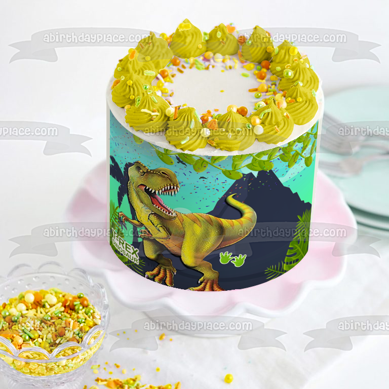Imagen de decoración comestible para tarta de dinosaurio T-Rex Chomp ABPID56302