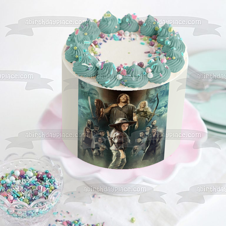 Decoración comestible para tarta de The Walking Dead Daryl Zombies Lori Grimes Michone Imagen ABPID27536