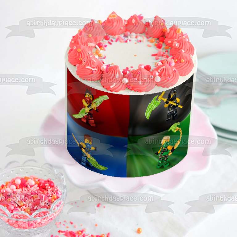 LEGO Ninjago Tournament Lloyd Kai Jay Cole Edible Cake Topper Image ABPID27542
