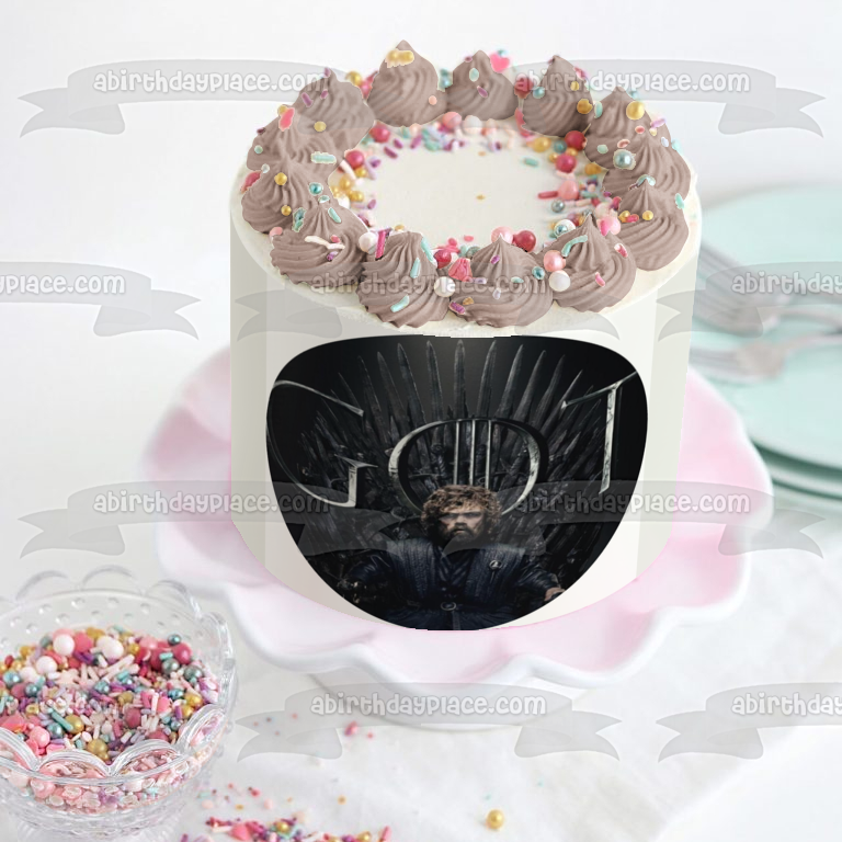 Juego de Tronos Trono de Hierro Tyrion Lannister Fondo Negro Adorno Comestible para Tarta Imagen ABPID27201