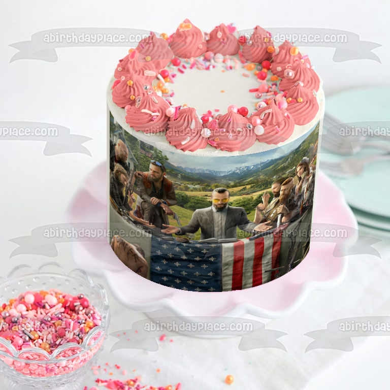 Far Cry 5 Joseph Seed Faith Seed John Seed Jacob Seed Nick Rye American Flag Wolf Edible Cake Topper Image ABPID27212