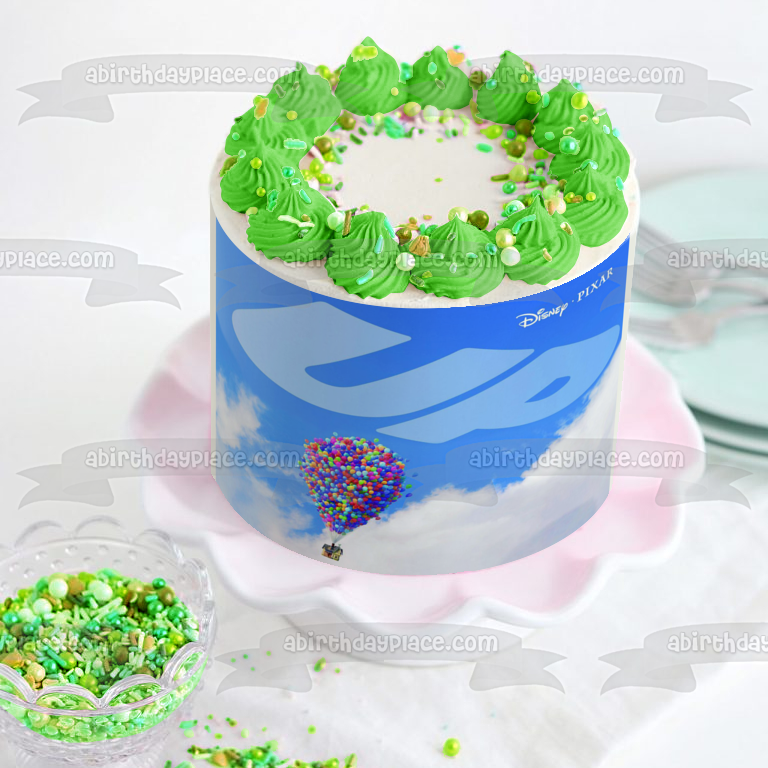 Disney Pixar Up Balloons House Sky Background Edible Cake Topper Image ABPID27243