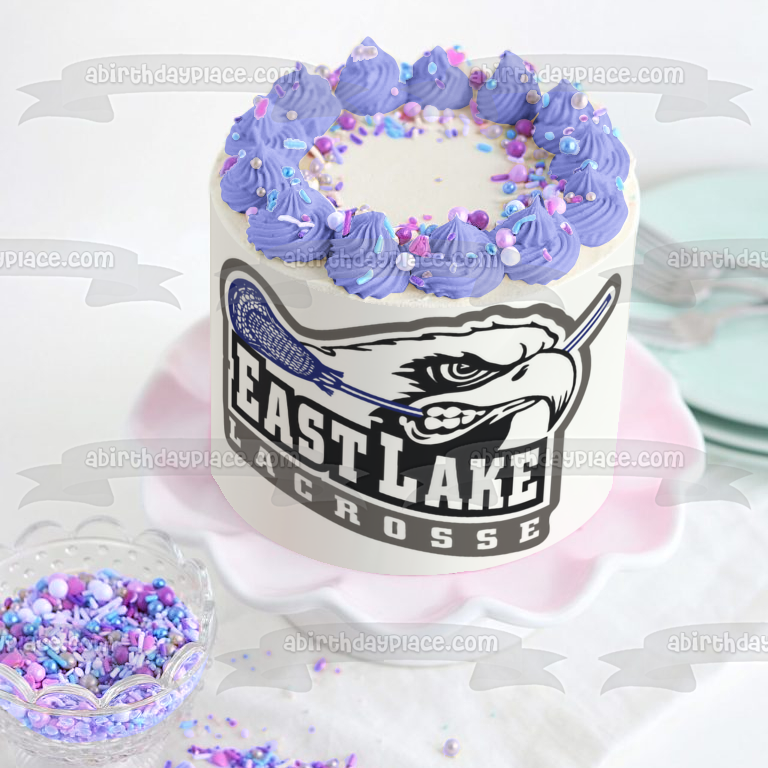 East Lake Lacrosse Logo Edible Cake Topper Image ABPID27719