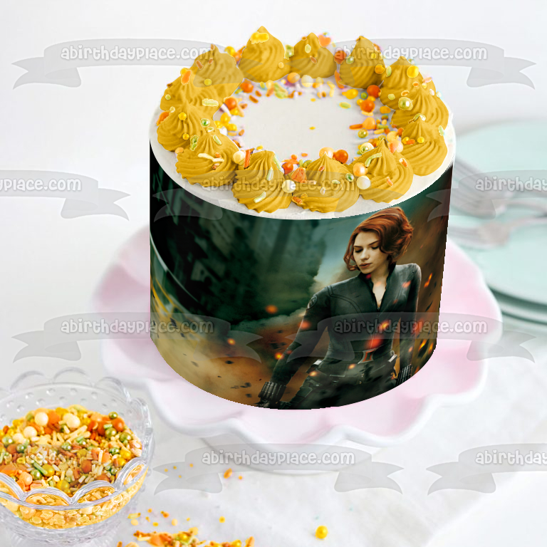 The Avengers Black Widow Natasha Alianovna Romanova Marvel Explosion Edible Cake Topper Image ABPID28061