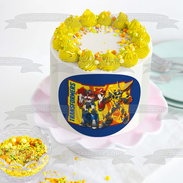 Transformers Bumblebee Optimus Prime Edible Cake Topper Image ABPID49712