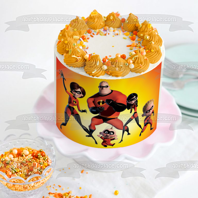 The Incredibles Mr. Incredible Elastigirl Violet Dash Jack-Jack Edible Cake Topper Image ABPID50504