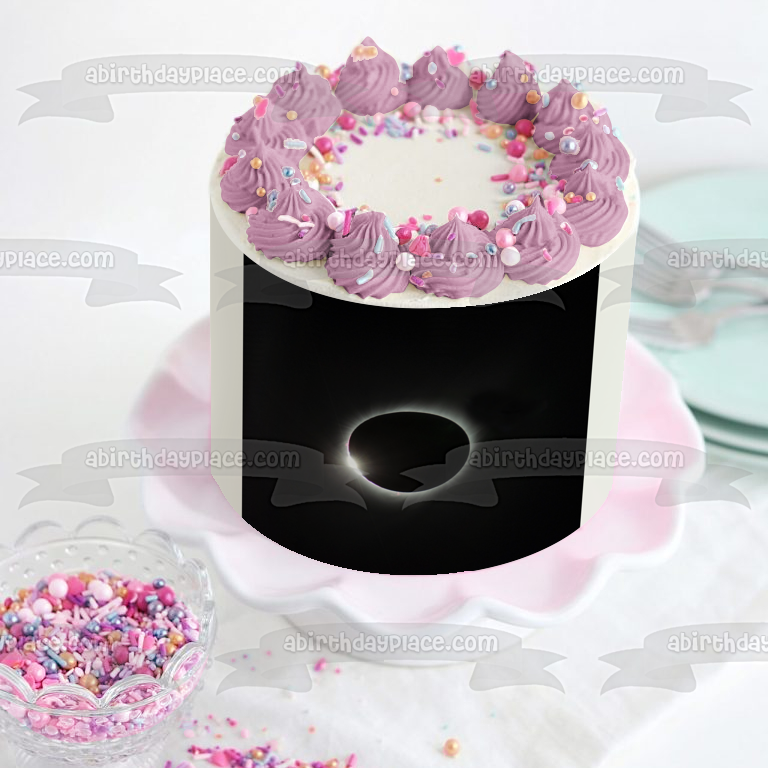 Solar Eclipse Moon Outer Space Edible Cake Topper Image ABPID50315