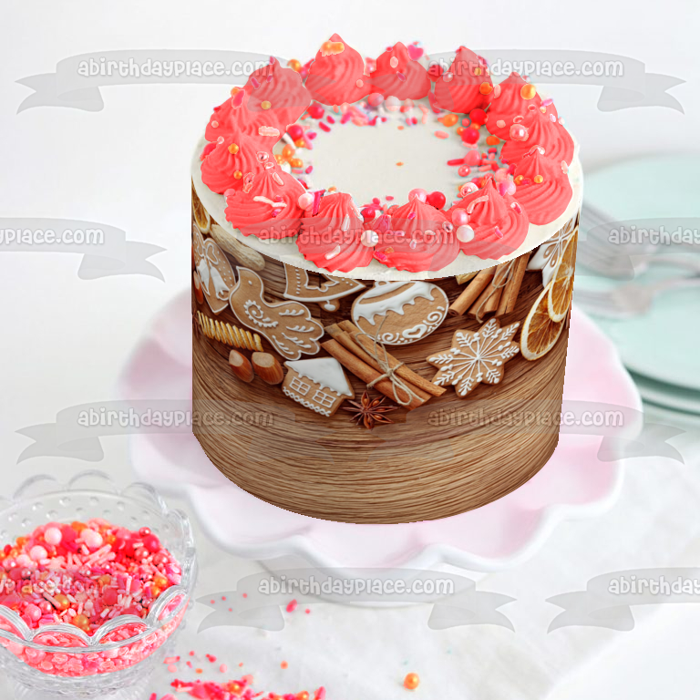 Christmas Cookies Hazelnuts Cinammon Orange Slices Star Anise Edible Cake Topper Image ABPID50616