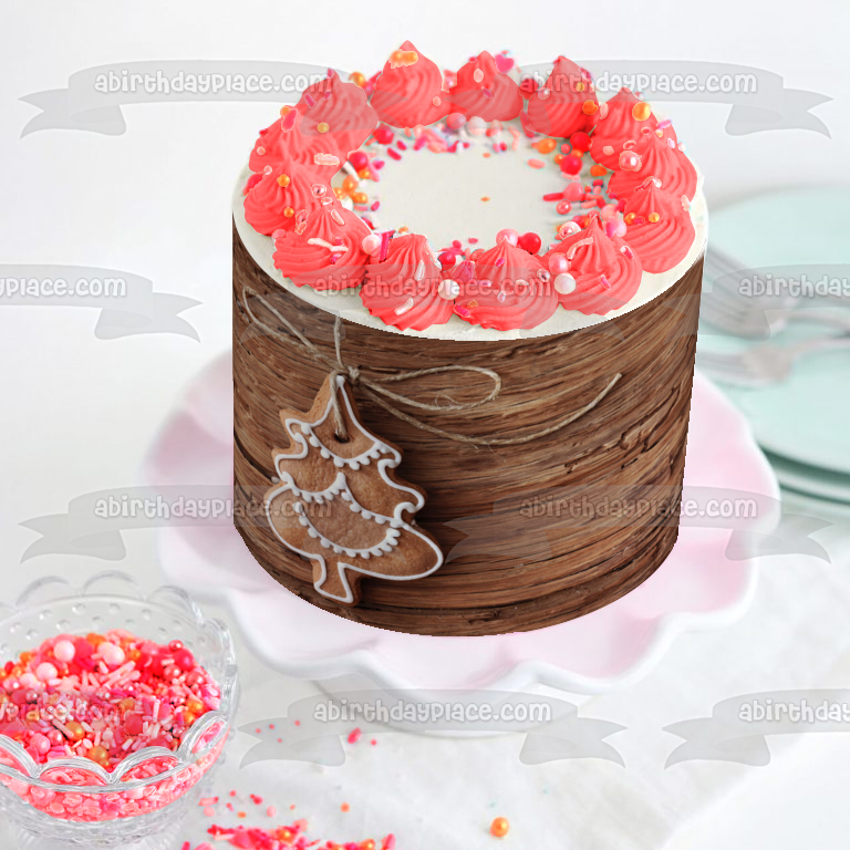 Galleta de jengibre navideña, adorno para árbol de Navidad, adorno comestible para pastel, imagen ABPID50618