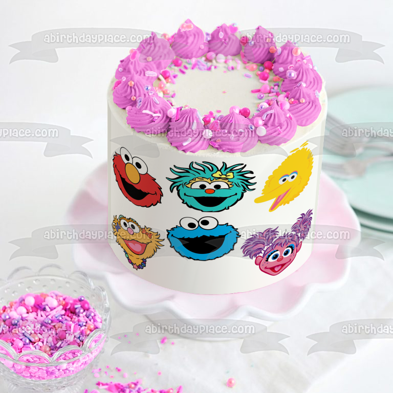 Sesame Street Faces Big Bird Zoe Abby Rosalia Elmo Edible Cake Topper Image ABPID50366