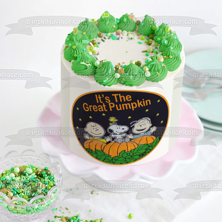 Peanuts Its the Great Pumpkin Charlie Brown Snoopy Woodstock Linus Edible Cake Topper Image ABPID50379