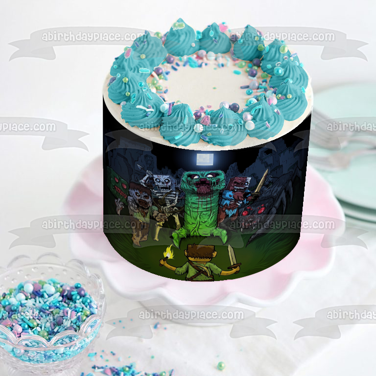 Minecraft Zombies Zombie Apocalypse Edible Cake Topper Image ABPID50487