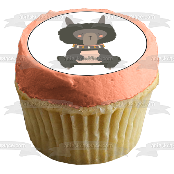 No Probllama Yoga Llamas Cartoon Illustration Namaste Edible Cupcake Topper Images ABPID56378