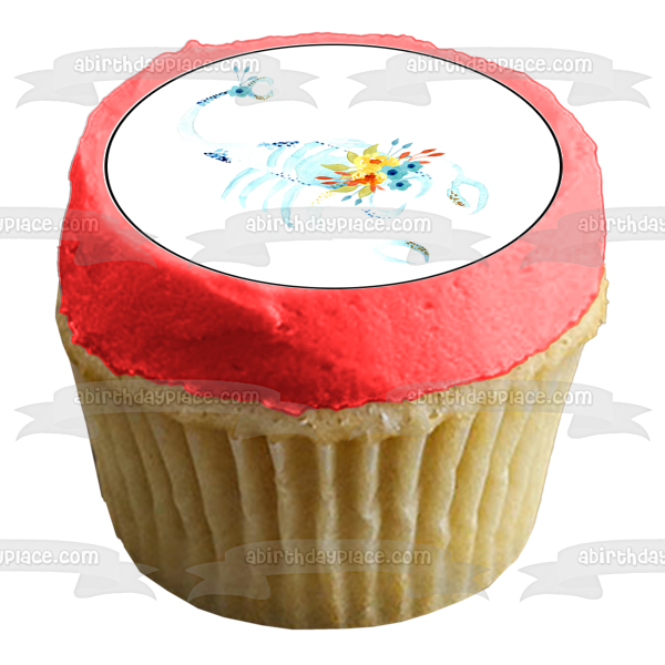 Watercolor Floral Zodiac Signs Bohemian Art Illustration Edible Cupcake Topper Images ABPID56380