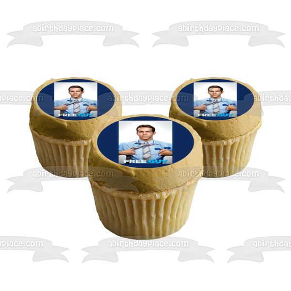Free Guy Movie Superhero Pose Character Npc Ryan Reynolds Guy Edible Cake Topper Image ABPID50881