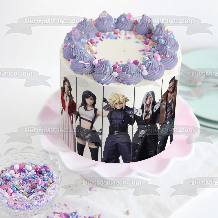 Final Fantasy VII (7) Cloud Strife Tifa Lockhart Barret Wallace Sephiroth Aerith Gainsborough Edible Cake Topper Image ABPID51118