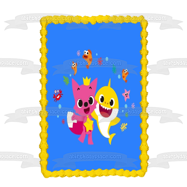 Bebé Tiburón Pinkfong Pez Cangrejo Estrella De Mar Fondo Del Océano Imagen Comestible Para Pastel ABPID50906