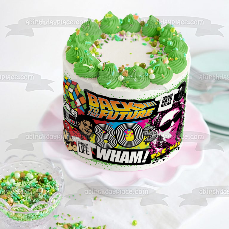 80's Music Movies Video Game Logo and Characters Back to the Future Rubix Cube E.T. Michael Jackson Super Mario Brothers Wham Pac-Man the Goonies Nintendo Paddle ABPID51138