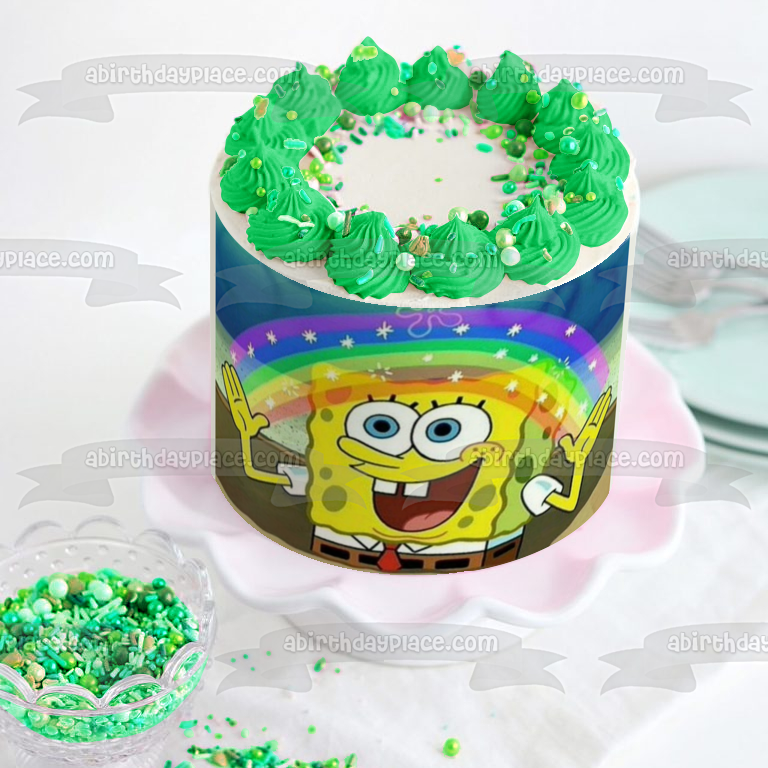 SpongeBob SquarePants Rainbow Edible Cake Topper Image ABPID51167