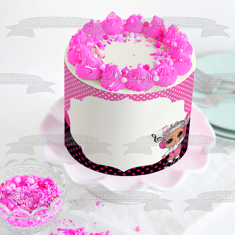 LOL Surprise Marco personalizado Beats Notas musicales Marco de imagen comestible para decoración de tarta ABPID50984