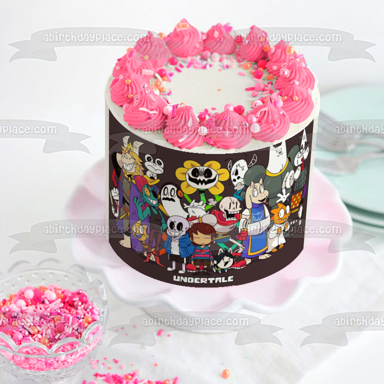 Undertale Flowey Toriel Frisk Sans Papyrus Undyne Alphys Meltaton Edible Cake Topper Image ABPID50986